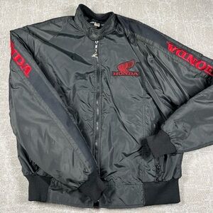 Vintage Hondaline 1970s Honda Motorcycle Biker Logo Jacket Made in USA Sz XL